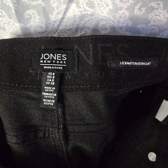 Jones New York Signature Lexington Straight Pants Black Sz 8 NWOT Stretch Waist - Picture 4 of 4